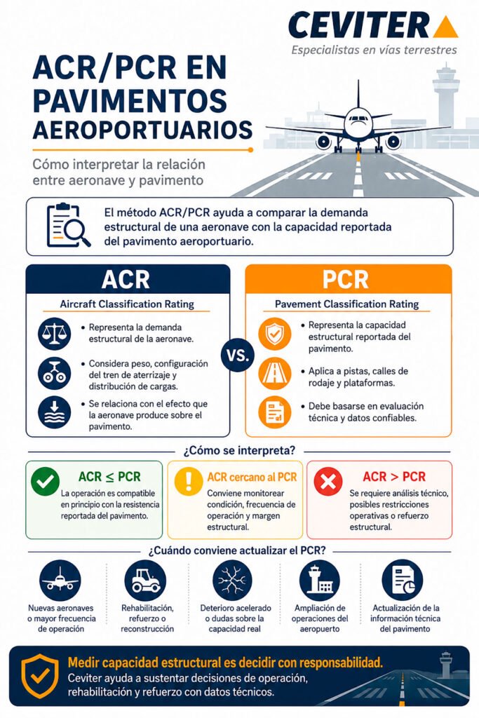 ACR PCR en pavimentos aeroportuarios infografia